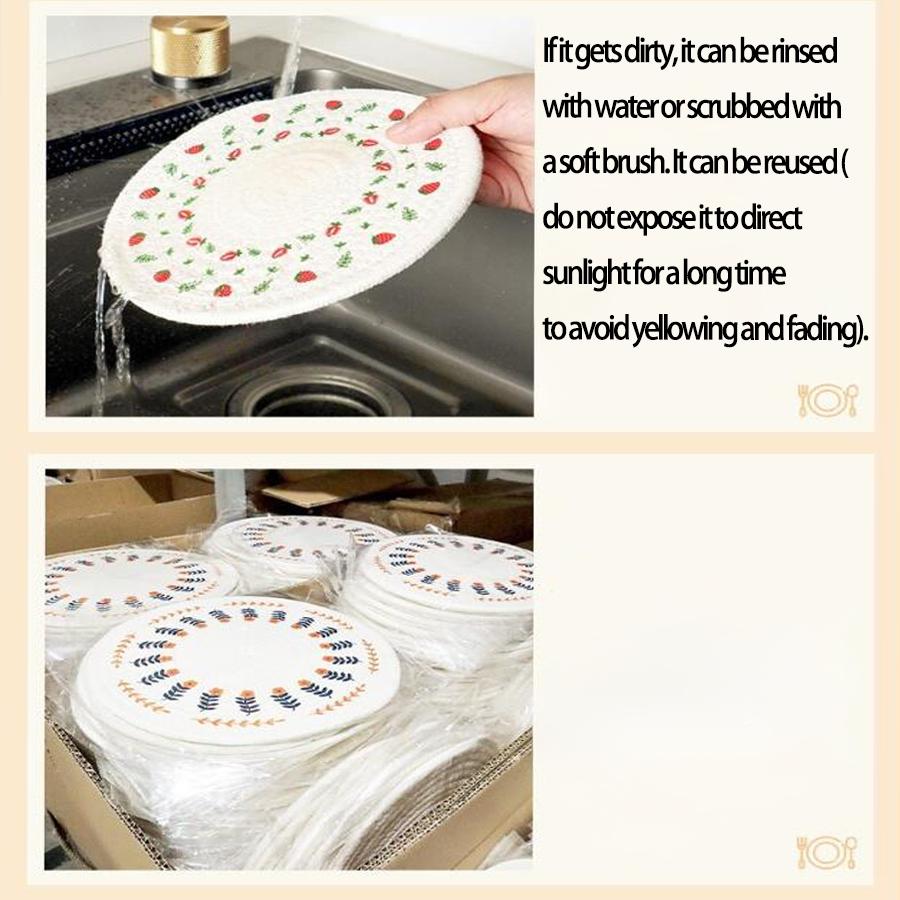 [Vierteiliges Set] Tischsets und Untersetzer aus Stoff mit Erdbeerdruck - Niedlicher Landhausstil, Fruchtthema, Schreibtisch-Hitzeschutz und rutschfeste Dekormatte