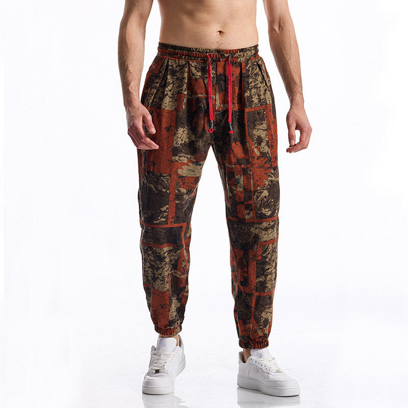 Men's Casual Pants - Summer and fall paisley print pants, loose fit, elastic waistband with drawstring, fashionable and comfortable men's street wear