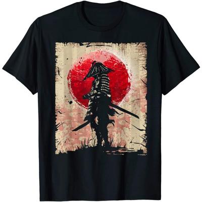Japanese Art Samurai Vintage Fighter Retro Design Unisex T-Shirt Men Women for Her Him Dad Mom Son Daughter Birthday