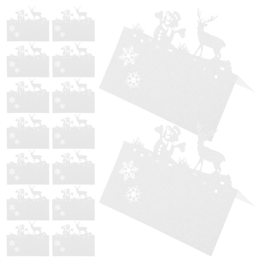 50Pcs Placement Cards Festive Snowman Reindeer Theme Intricate Paper Seating Cards for Wedding Xmas Party Table Setting