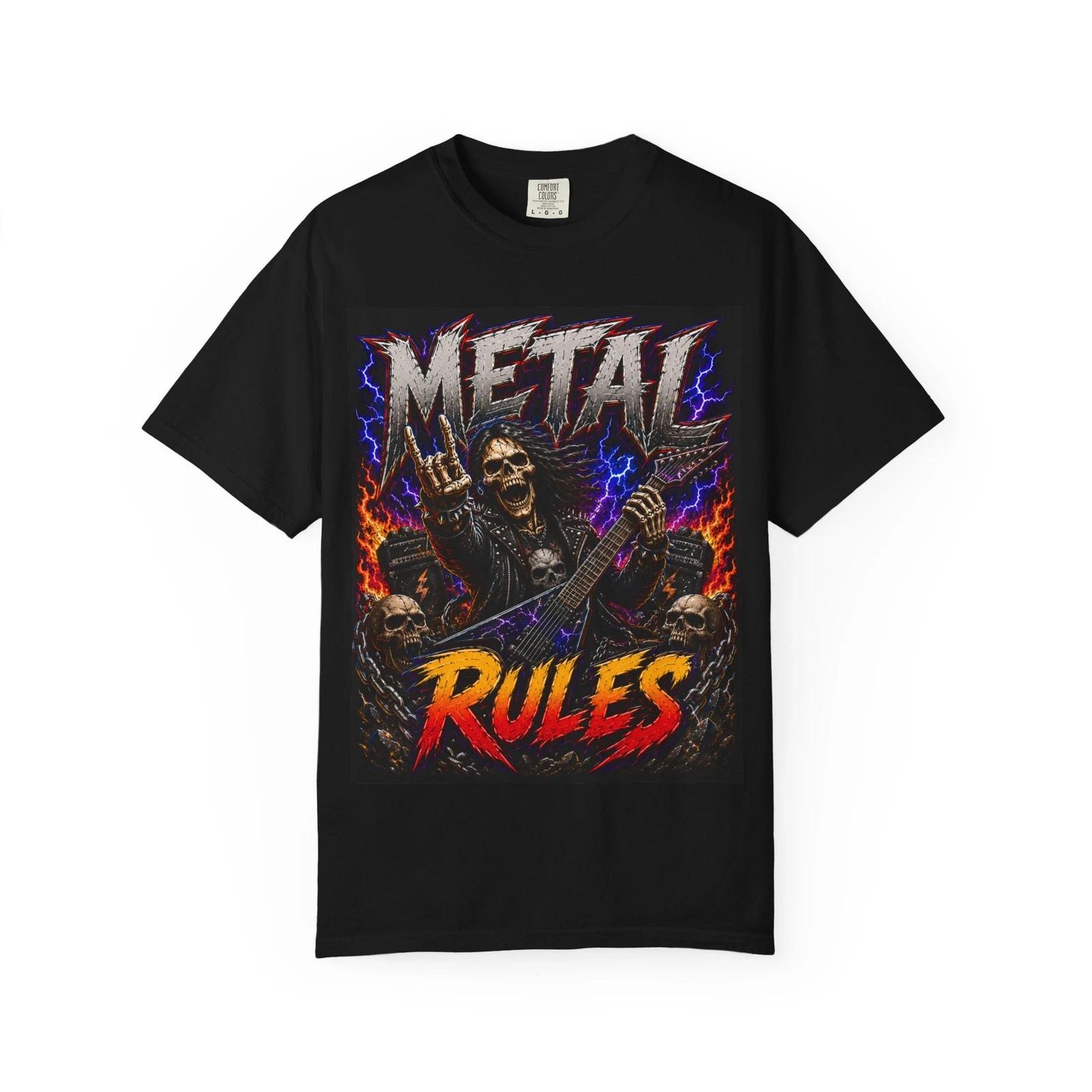 Metal Rules Skull Guitar T-Shirt | Heavy Metal Band Graphic XXXXL
