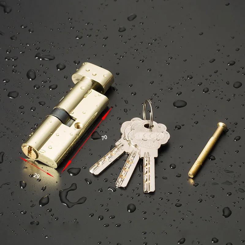 Door Lock Cylinder 70Mm/80Mm/90Mm Security Copper Lock Cylinder Interior Bedroom Living Handle Brass Key Locking 3/4/5 Keys New