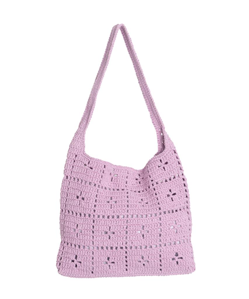 Slowslowly Lily Punching Handmade Crochet Shoulder Bag _ Faded Pink
