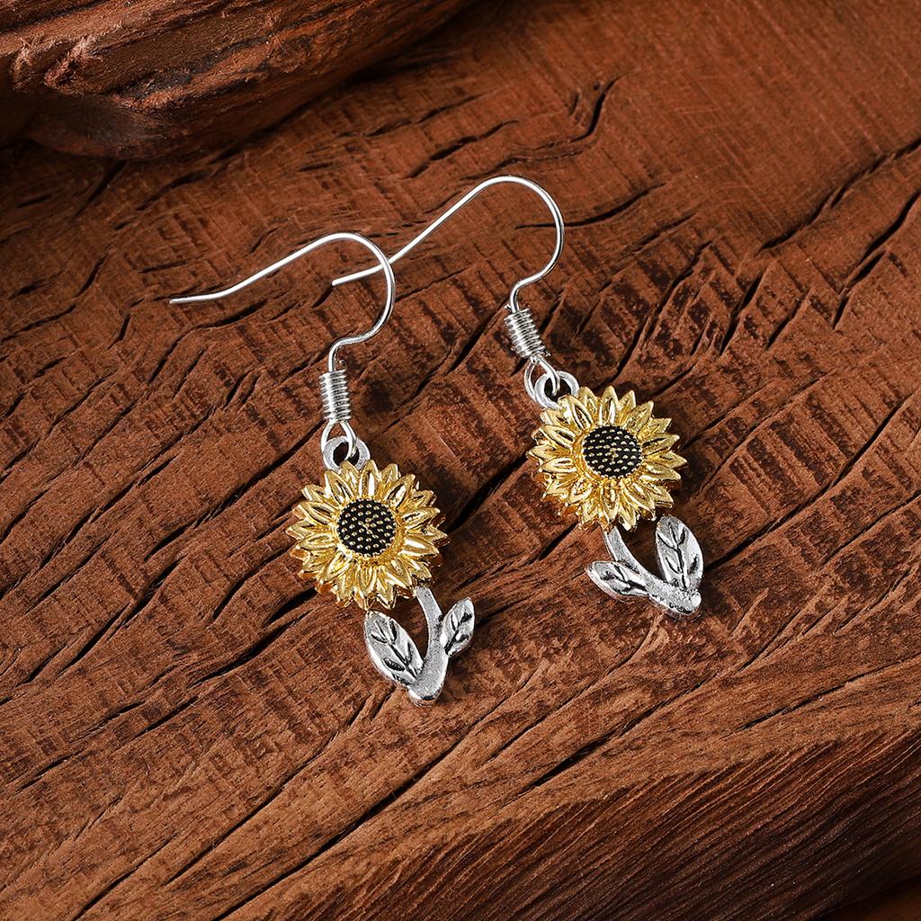 Retro Simple Sunflower Earrings Pendant Women's Fashion Popular Bohemian Plant Flower Ear Jewelry
