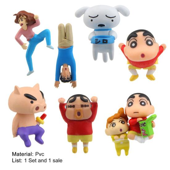 7Pcs/Set Anime Ornament Simulation Decoration PVC Cup Edge Crayon Shin-Chan Figure for Collection