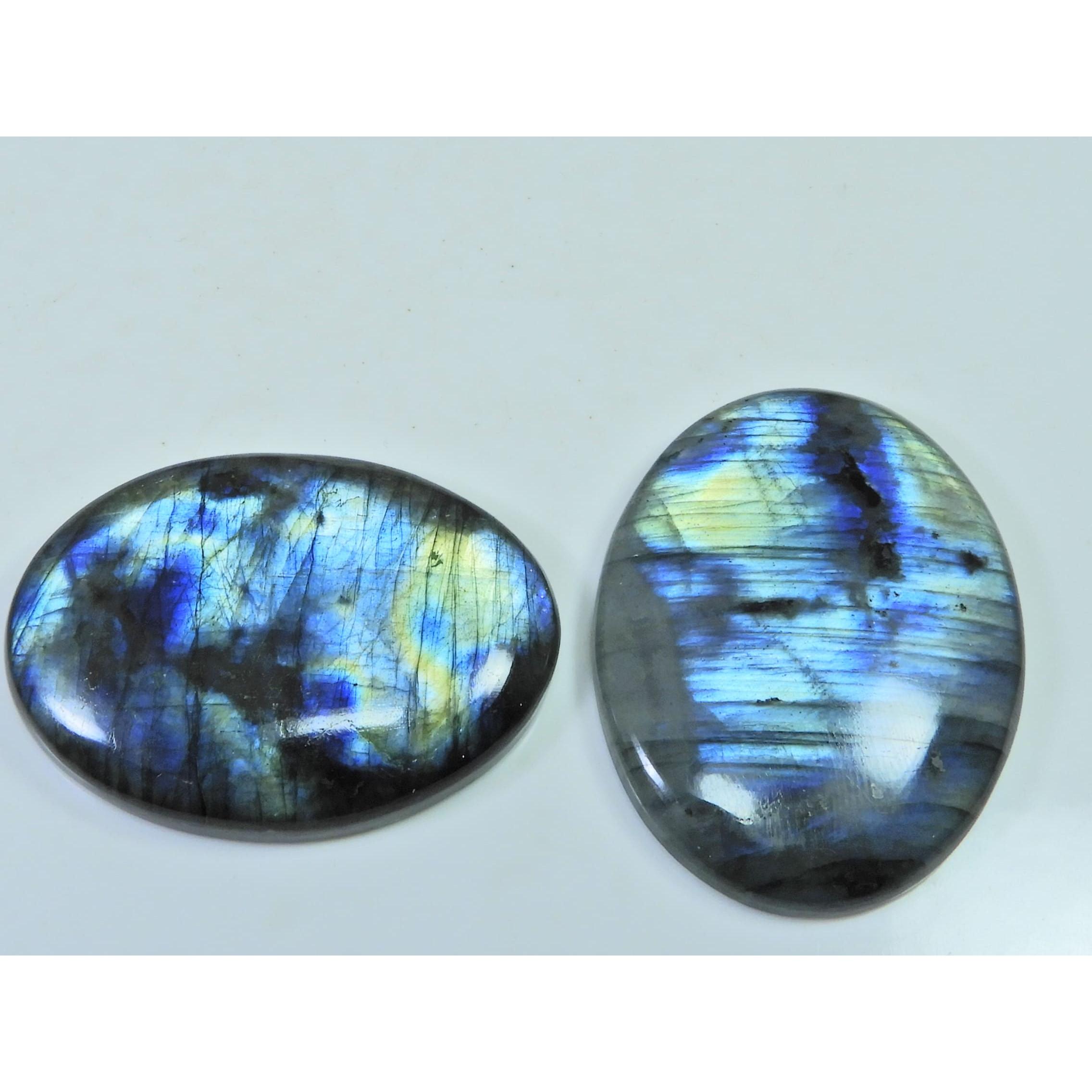 42-43 MM Natural Labradorite Multi Oval Cabochon Loose Gemstone 2 Pcs Lot D-193