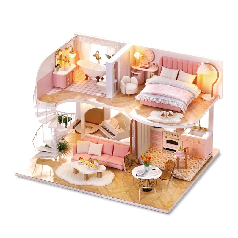 Zhi Qu Wu DIY Holzpuppenhausmodell – Kreatives handmontiertes Villenspielzeug, Perfektes Geburtstagsgeschenk für Freundin