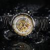 T-winner Orologio meccanico automatico cavo interamente in acciaio color oro, personalità alla moda da uomo