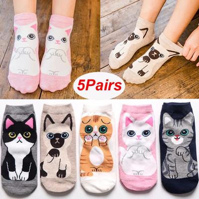 Chaussettes en coton pour femmes, automne hiver, mignon, dessin animé, chat, chien, partenaire, mi-tube, Kawaii, femme, fille, drôle, chaussettes de sommeil