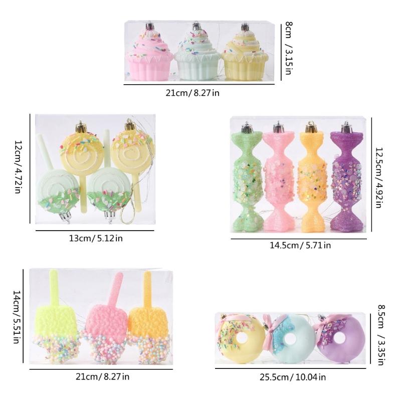 Elegant Candy Color Christmas Tree Hanging Pendant Colorful Baubles for Holiday Decoration Indoor and Outdoor Ornament