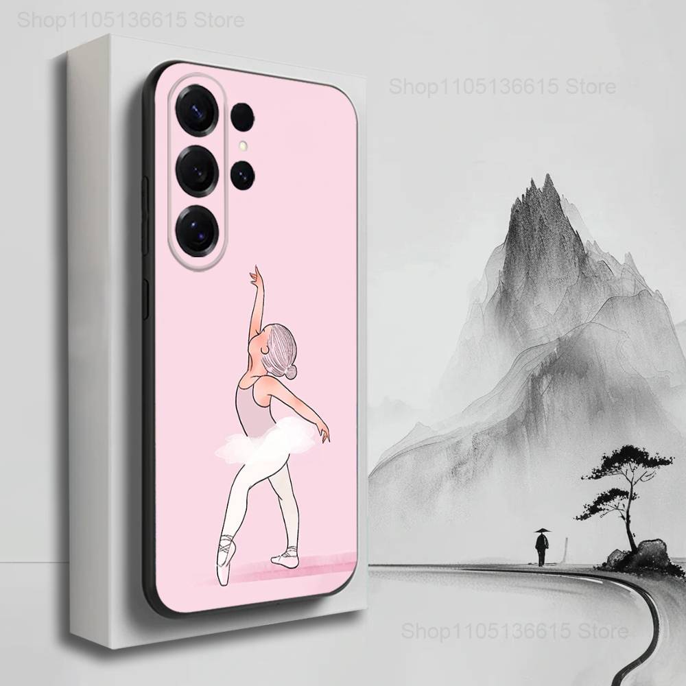 Ballet Art Girl Cute Phone For Samsung S25,S10,S20,S10,S21,S9,S24,S23,Ultra,FE,Plus,Lite,Soft Silicone Black Cover