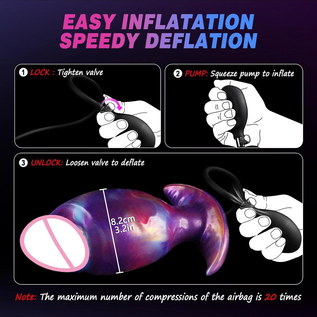 Beliebter tragbarer aufblasbarer Arschplug mit erweiterbarem Silikonpenis für Männer und Frauen