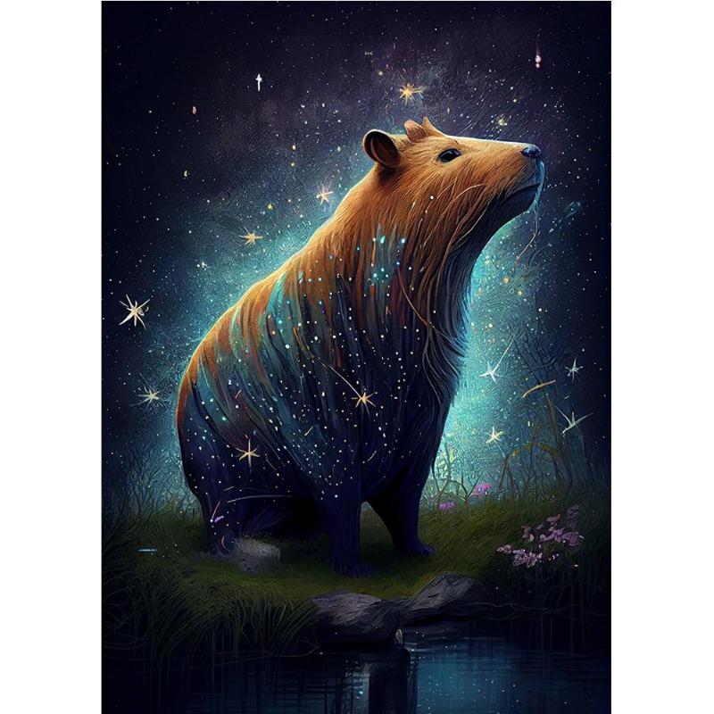 Cute space astronaut kapibara portrait poster print canvas painting funny animals wall art for children's bedroom decorating home