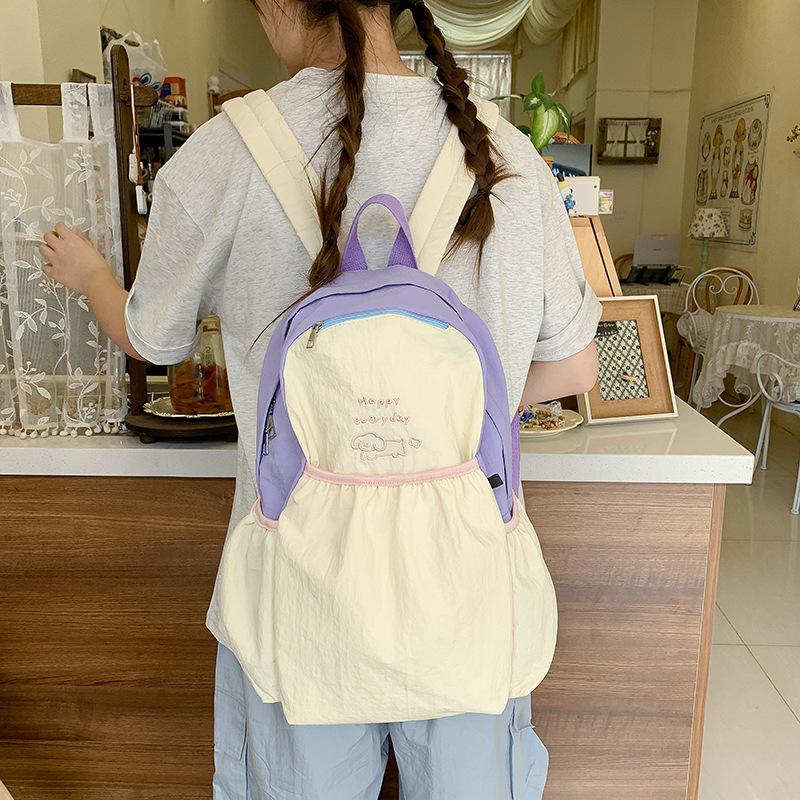 Schoolbag1011 New Girls' Ultra-Light Travel Backpack, Large Capacity, Collegiate Style, Foldable, Korean Minimalist Literary Style School Bag