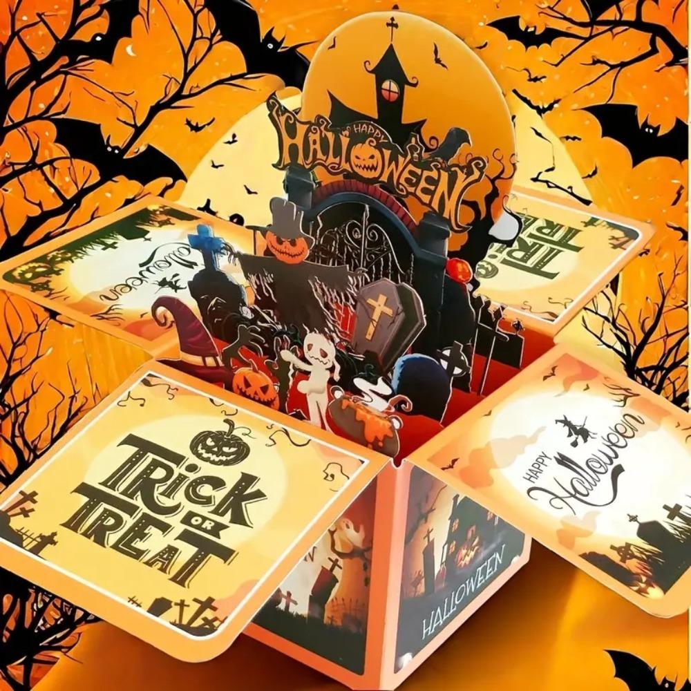 Handmade Greeting Card Box Paper Halloween Gift Card Halloween 3D Pop-Up Greeting Card  Holiday