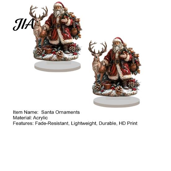 Niedlicher Weihnachtsmann Weihnachtsdekorationen Weihnachtsrentier Tischdekoration, 2D Acryl Festliche Home Office Schreibtischdekoration für Kamin Wohnzimmer