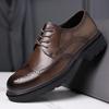 Men's Genuine Leather Formal Brogue Shoes - British, Thick-Soled, High-End Business Style, Top Layer Cowhide