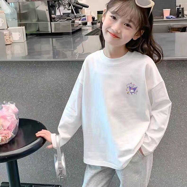 Girls' 100% Cotton Long Sleeve T-Shirt - White, Spring/Autumn, Available In Small To Large Sizes