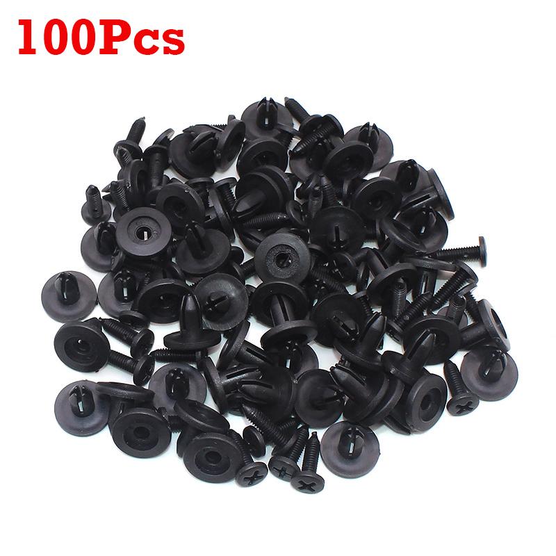50/100Pcs 8mm Hole Plastic Rivets Fastener Screw Car Bumper Fender Fixed Buckle Auto Fastener Clips Automobile Accessories
