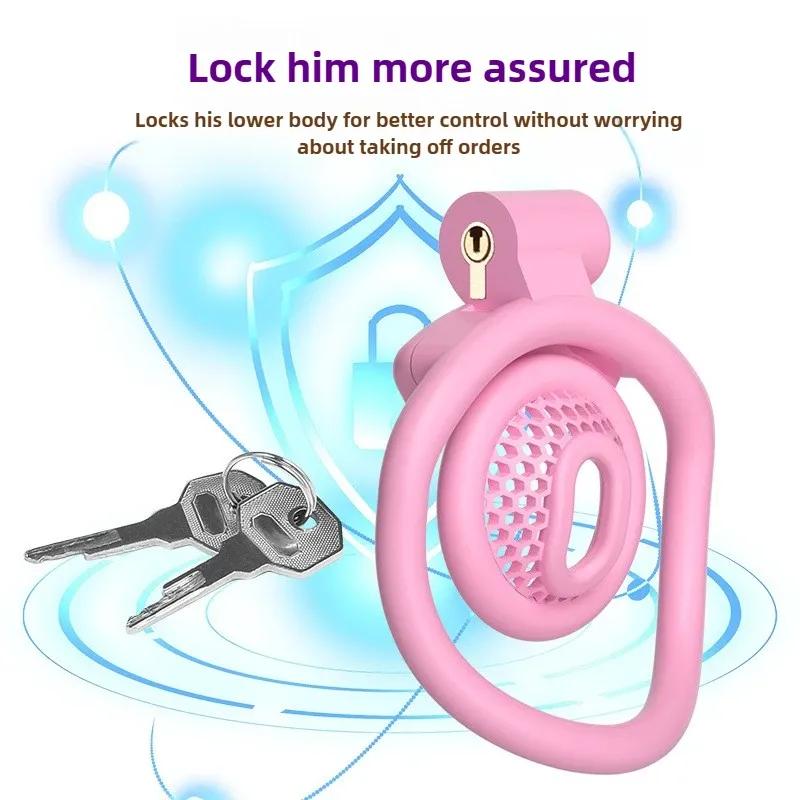 2025 New Upgrade Detachable Adjustable Snap Ring ABS Chastity Cage Men's CB Cock Cage SM Plastic Urethral Lock Device Penis Toys