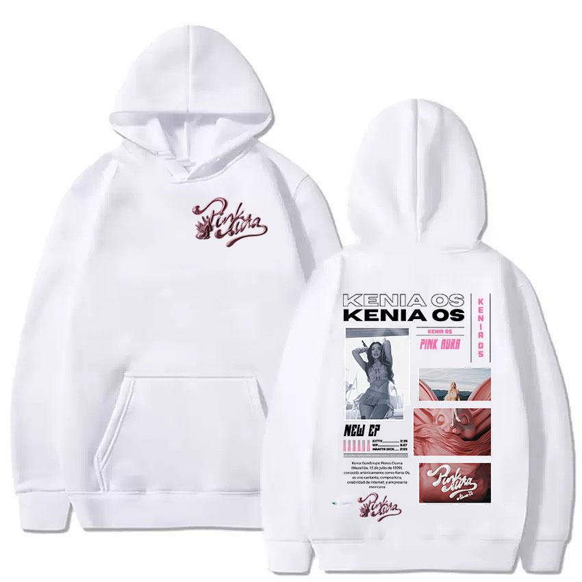 Singer Kenia Os Pink Aura Album 2025 Graphic Hoodie Men Women Vintage Aesthetic Sweatshirts Fashion Oversized Hoodies Streetwear