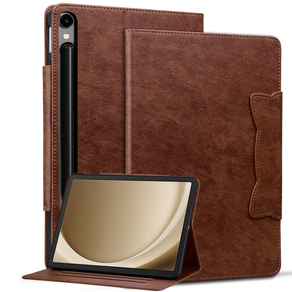 Para Capa Samsung Galaxy Tab S10 FE+ Fecho Fivela de Gato Couro Protetor Capa com Suporte