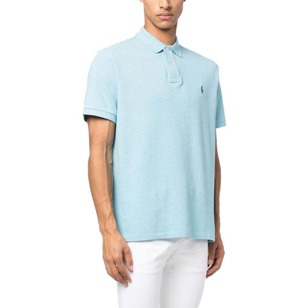 Polo Ralph Lauren SS23 Solid Color Logo Printed Short Sleeve Polo Shirt Men tops Light-Blue 710680784-309