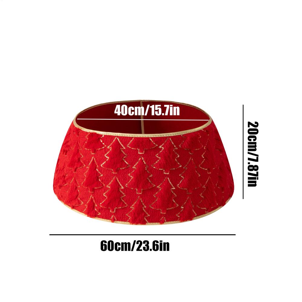 

Tree Collar Plush Bohemian Protector Upper Diameter 15.7in Christmas Tree Stand Cover for Outdoor Indoor Holiday Party Festival червоний