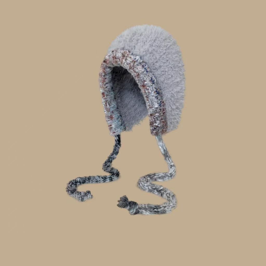 Korean Style Fashionable Plush Hat for Women In Autumn and Winter Face Showing Small Big Head Ear Protection Wool Hat Outdoor Warm Sweet Knit Hat