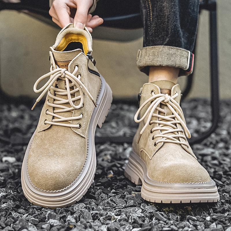 Martin boots British style leather shoes Desert high-top locomotive boots Winter platform tide short boots