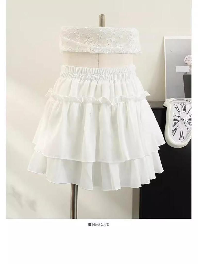 Girls' Fluffy Ruffle Skirt with Safety Shorts - Versatile for Spring, Summer, and Autumn