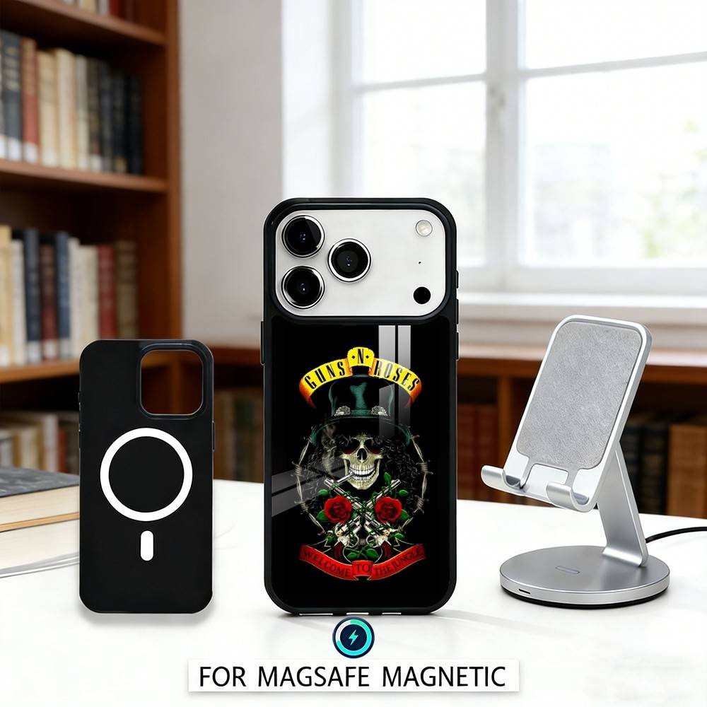 Band G-Guns N Roses Phone Case For iPhone17,16,15,14,13,12,Pro,Max,Magnetic For Magsafe Wireless Charging