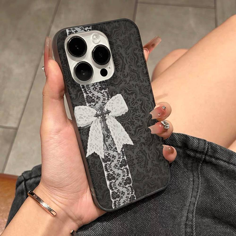 Lace Pattern For IPhone 16 15 11 12 13 14 17 Pro Max PLUS Pro Soft Corrugated Silicone Back Phone Case