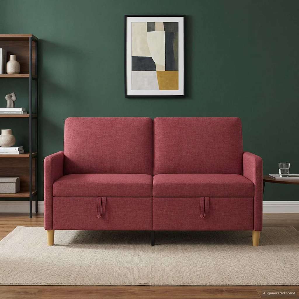 Storage Sofa in Burgundy 152 x 78 x 87 cm Polyester