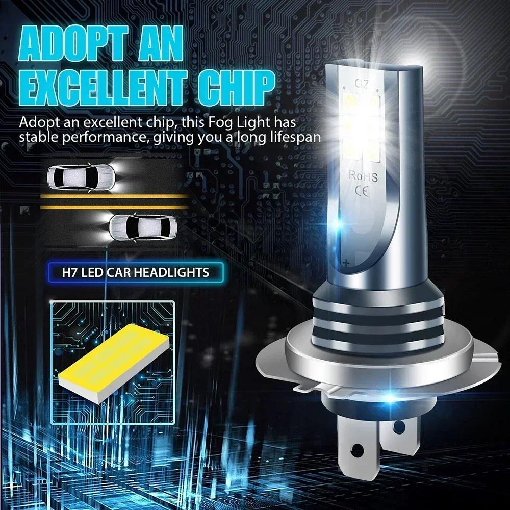 2PCS H4 H7 LED Headlight 6000K Car Fog Light Bulb IP67 Waterproof Super Bright 1000LM Day Driving Running Light Car Accessories