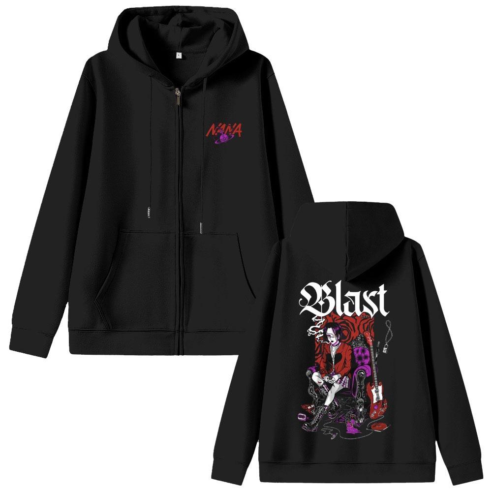 Japanese Anime Black Stone Oosaki Nana Zipper Hoodie Men's and Women's Zipper Jacket Men's and Women's Zipper Sportswear Street Wear
