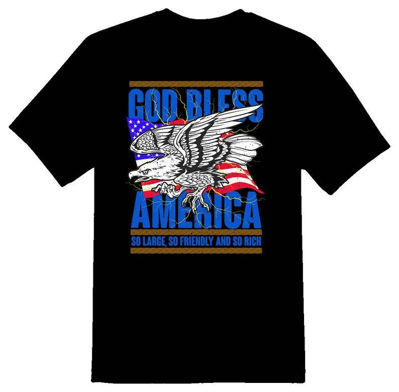 God bless America eagle and flag black tee shirt 110
