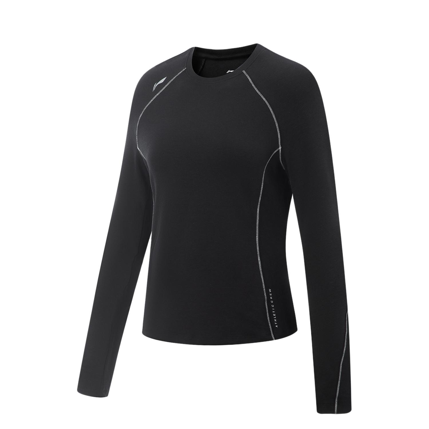 

Li-Ning Fitness Series Sports Round Neck Slim Fit Versatile Comfortable Casual Long Sleeve T-Shirt Women T-Shirts Black ATLV268-4 M