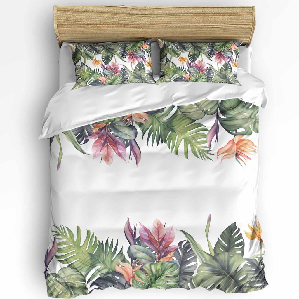 Tropical Plant Banana Leaf Green Duvet Cover with Pillow Case Custom 3pcs Bedding Set Quilt Cover Double Bed Home Textile
