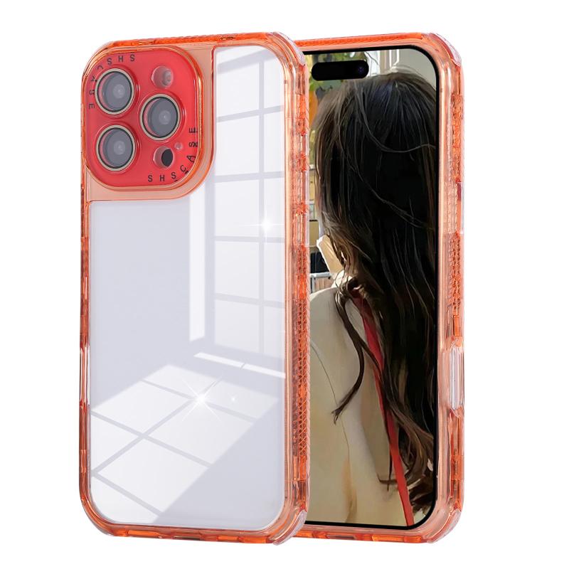 Luxury Hard PC Solid Color Borders+Transparent Soft TPU 3-in-1 Phone Case For iPhone 16 Pro Max E 14 13 15 Pro Max Bumper Cover