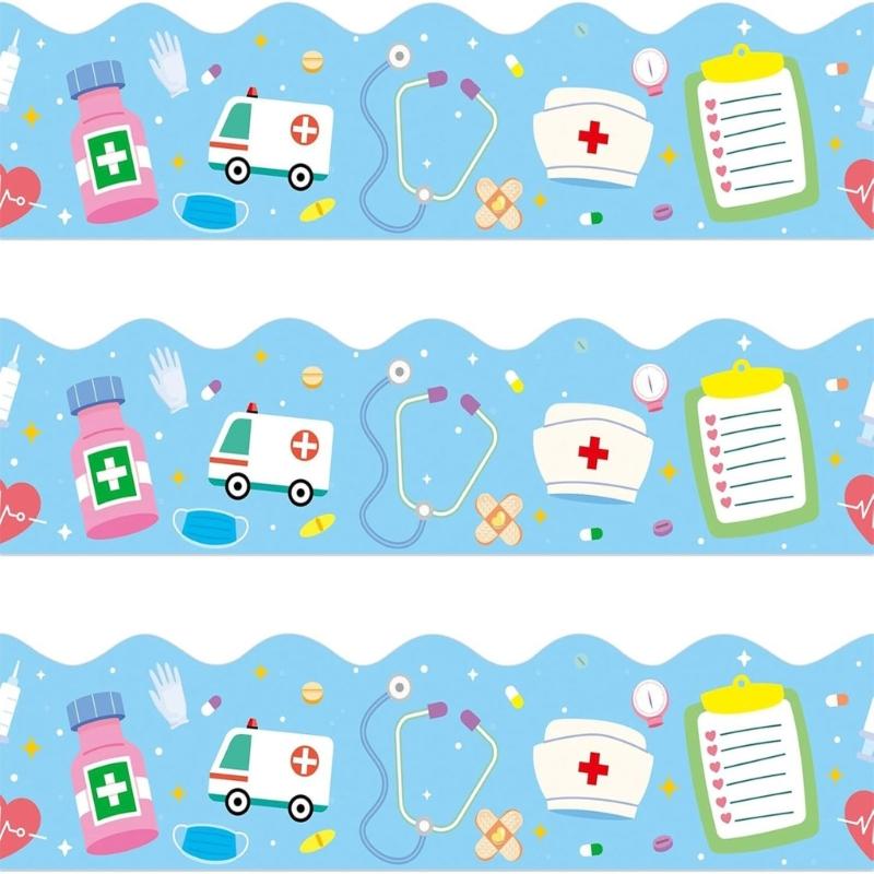 

18m/59ft Nurse Day Border Sticker 70mm Wide Nurse Day Decorative Border Trim Wall Sticker for Hospital Celebration 1