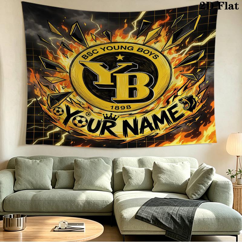 Custom Name BSC Young Boys Printed Tapestry – Wall Hanging for Bedrooms, Dorms, and Home Decor