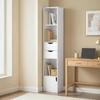 Bookshelf with Storage Unit and Door, 2 Drawers, Open Compartments, Shelf, 30 x 24 x 158 cm, White