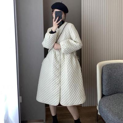 Loose Single Breasted Coats Argyle Parkas Dress Quilted Cotton Black Parka Mujer Puffer Jacket Women Autumn Winter Ropa