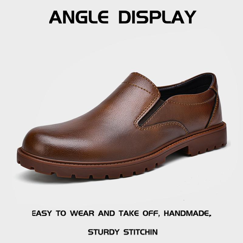Fashion Brown Loafers Men's Genuine Leather Shoes Business British Formal Oxford Casual Shoes Designer Thick Soles Loafers Mo-2241