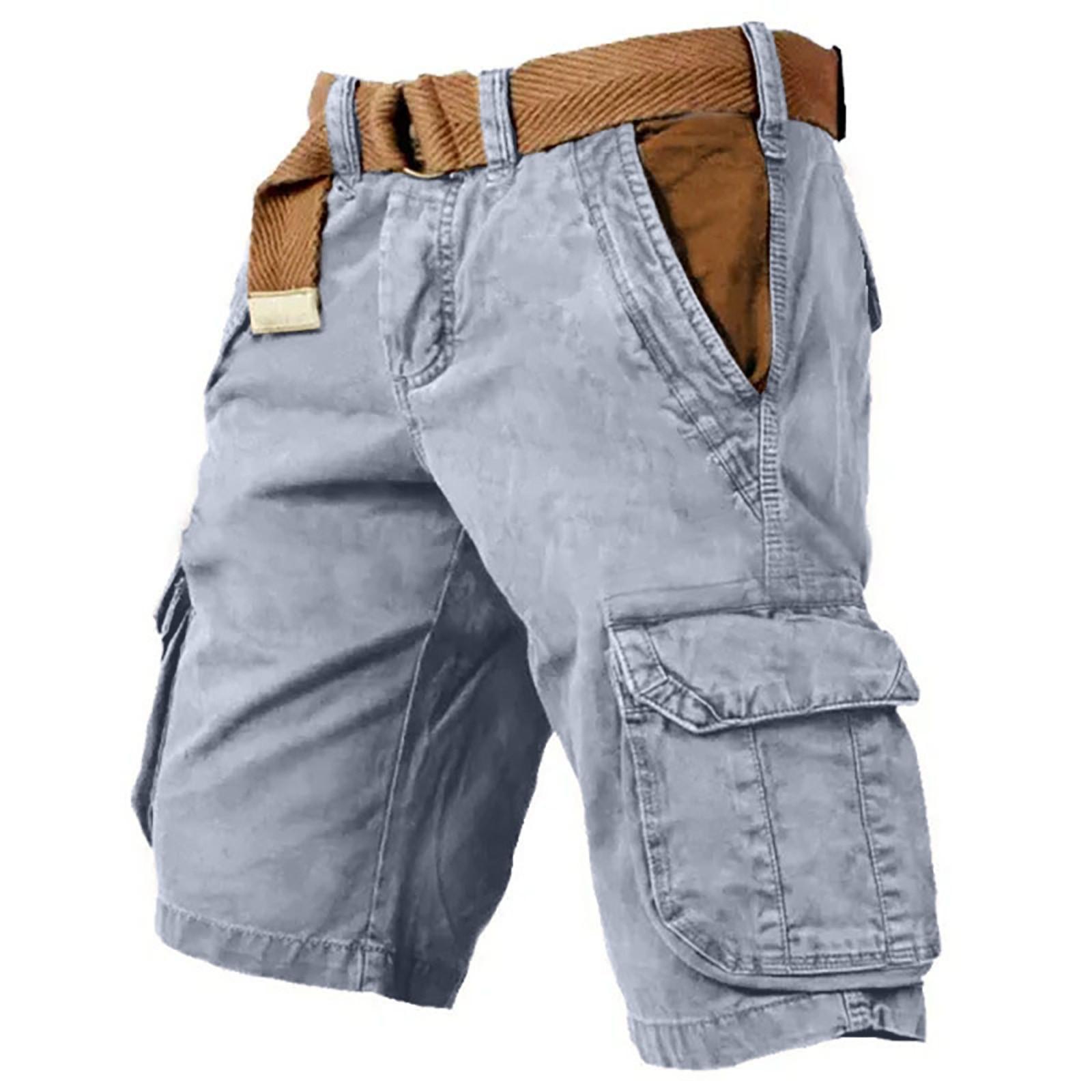 Men s Casual Cargo Shorts with Belt Comfortable Cotton Blend, Multiple Pockets, Ideal for Outdoor Activities, Burgundy XXXXXL
