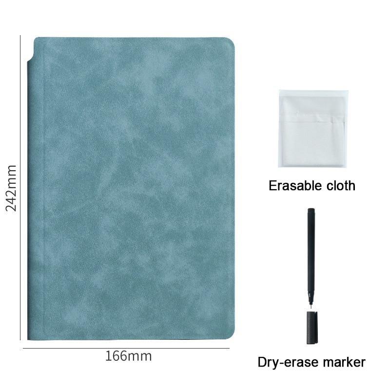 A5 Reusable Whiteboard Notebook Leather Memo Free Whiteboard Pen Erasing Cloth Weekly Planner Portable Stylish Office Notebooks