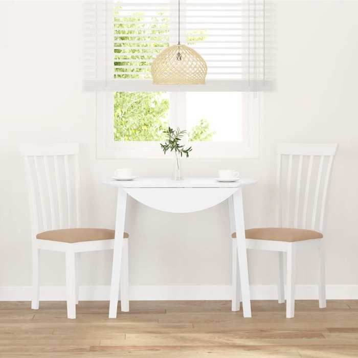 VidaXL Chaises à manger coussins 2 pcs blanc bois massif caoutchouc, chaise à dîner, chaise, chaise de salon, chaises à 4102394