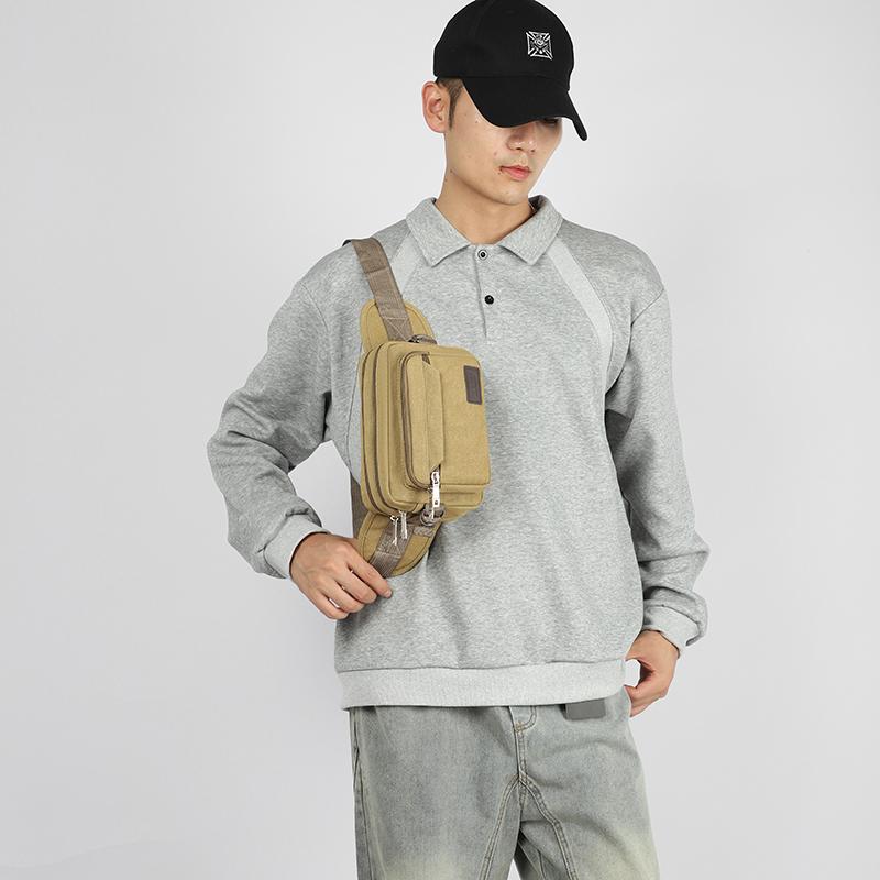 Bolsa de Cintura em Lona Esportes ao Ar Livre Multifuncional Bolsa de Cintura Masculina Durável Portátil Porta-Celular