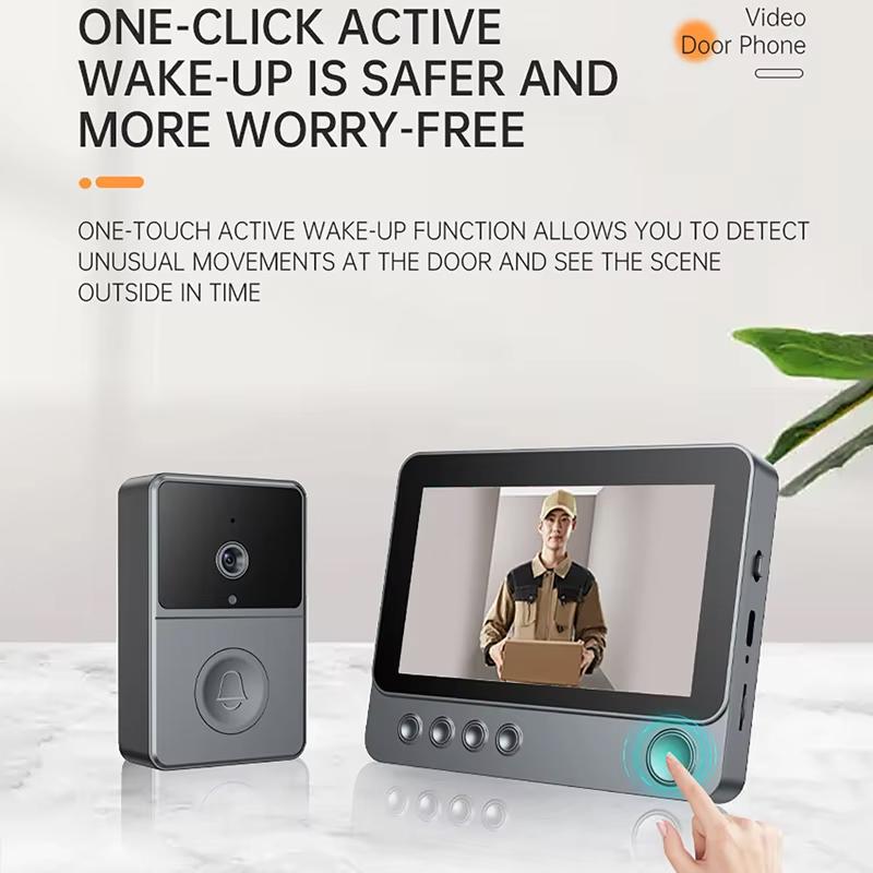 2.4G Wireless Video Doorbell Camera 4.3-inch IPS Screen Home Apartment Two-Way Voice Intercom Night Vision Smart Visual Doorbell